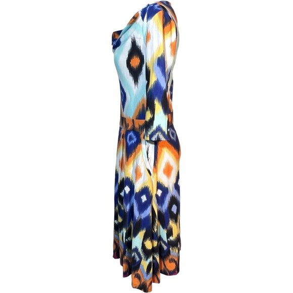 Reborn Fit and Flare Dress Colorful Abstract Print Size XL 3/4 Length Sleeves - Picture 6 of 8